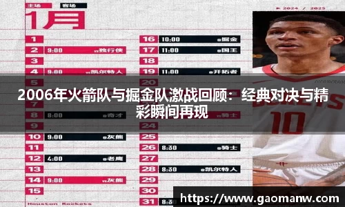 2006年火箭队与掘金队激战回顾：经典对决与精彩瞬间再现